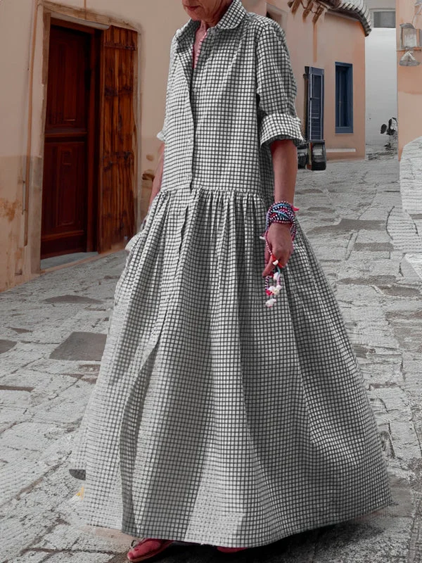 Swingkleid mit langen Ärmeln und kariertem Muster - Sofie, Frühling 2025 Edition