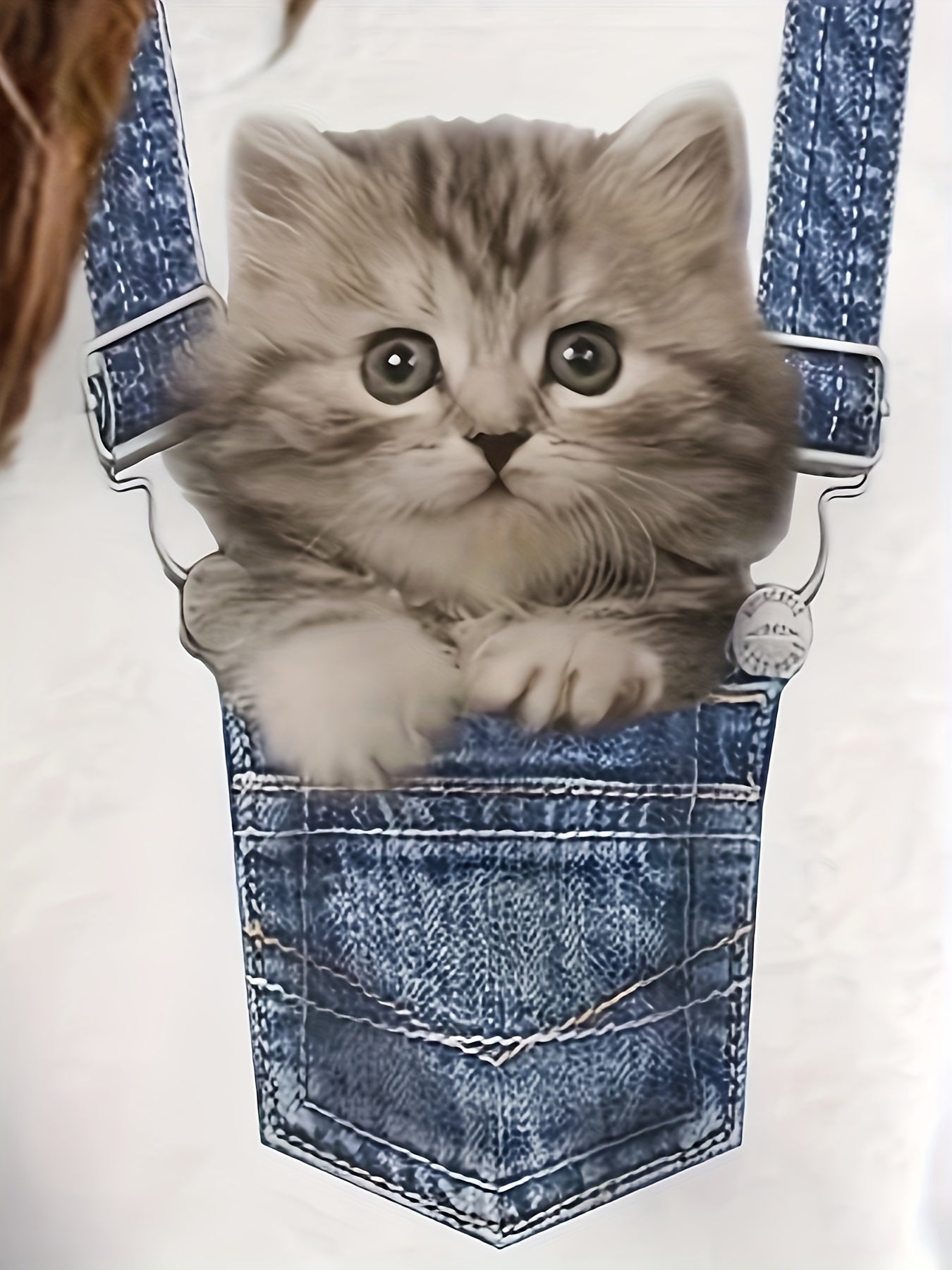 T-Shirt mit Katzenprint und trendigen Farbblock-Details für Sommer 2025 – Celeste