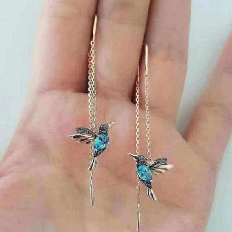 Schattige Kolibri Emaille Ohrringe mit Zirkonia - Amalia