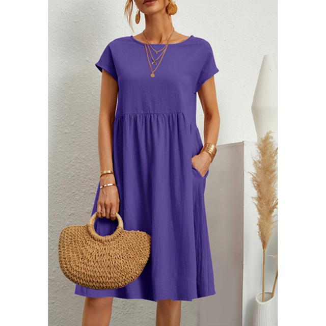 A-Linien Jersey Midi Kleid mit Kurzen Ärmeln für Sommer 2025 - Maxine Musthave