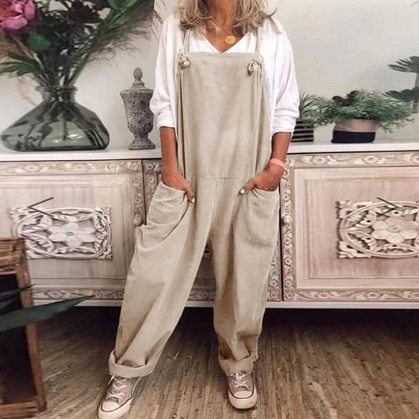 Yseult - Overall Jumpsuit aus locker gebundener Baumwolle und Leinen