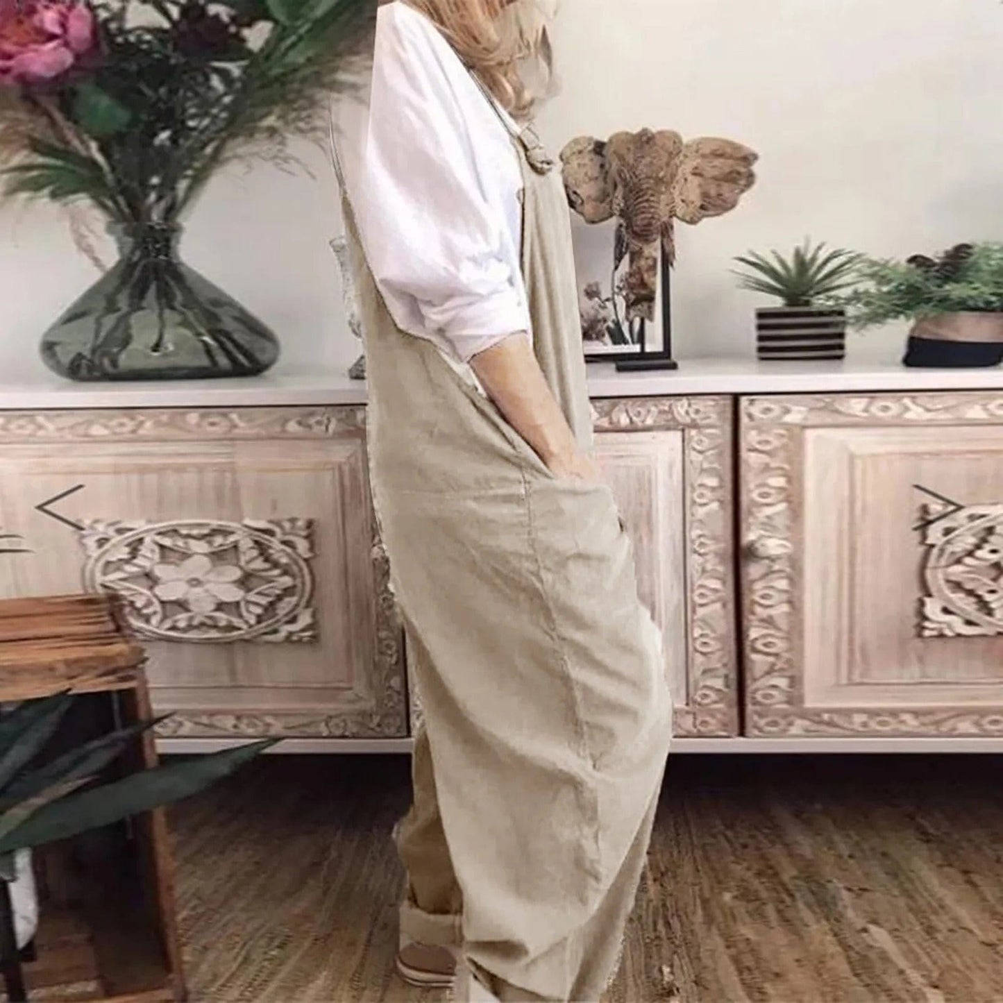 Yseult - Overall Jumpsuit aus locker gebundener Baumwolle und Leinen