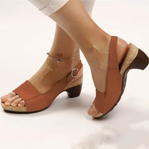 Damen Komfort Sandalen – Elegante Sommer-Slingback Sandalen mit Keilabsatz