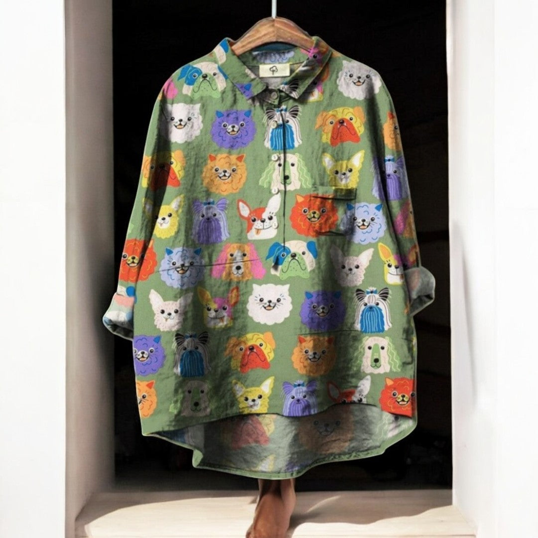 Lilly - Exklusive Bluse mit Hundedruck für Frauen