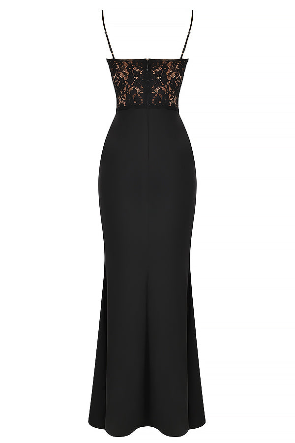 Aloisia | Damen Schwarzes Korsett-Maxikleid