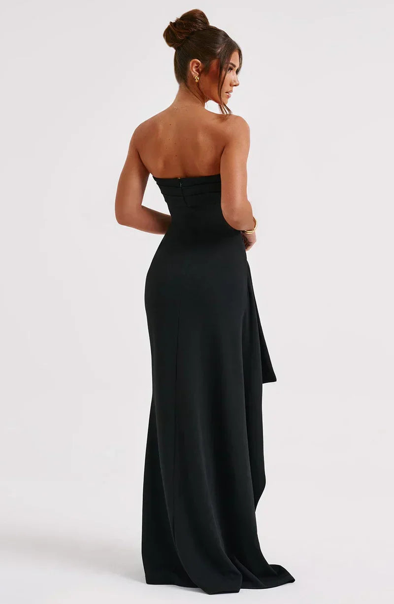 Damen trägerloses Maxikleid mit Seitenschlitz für den Sommer