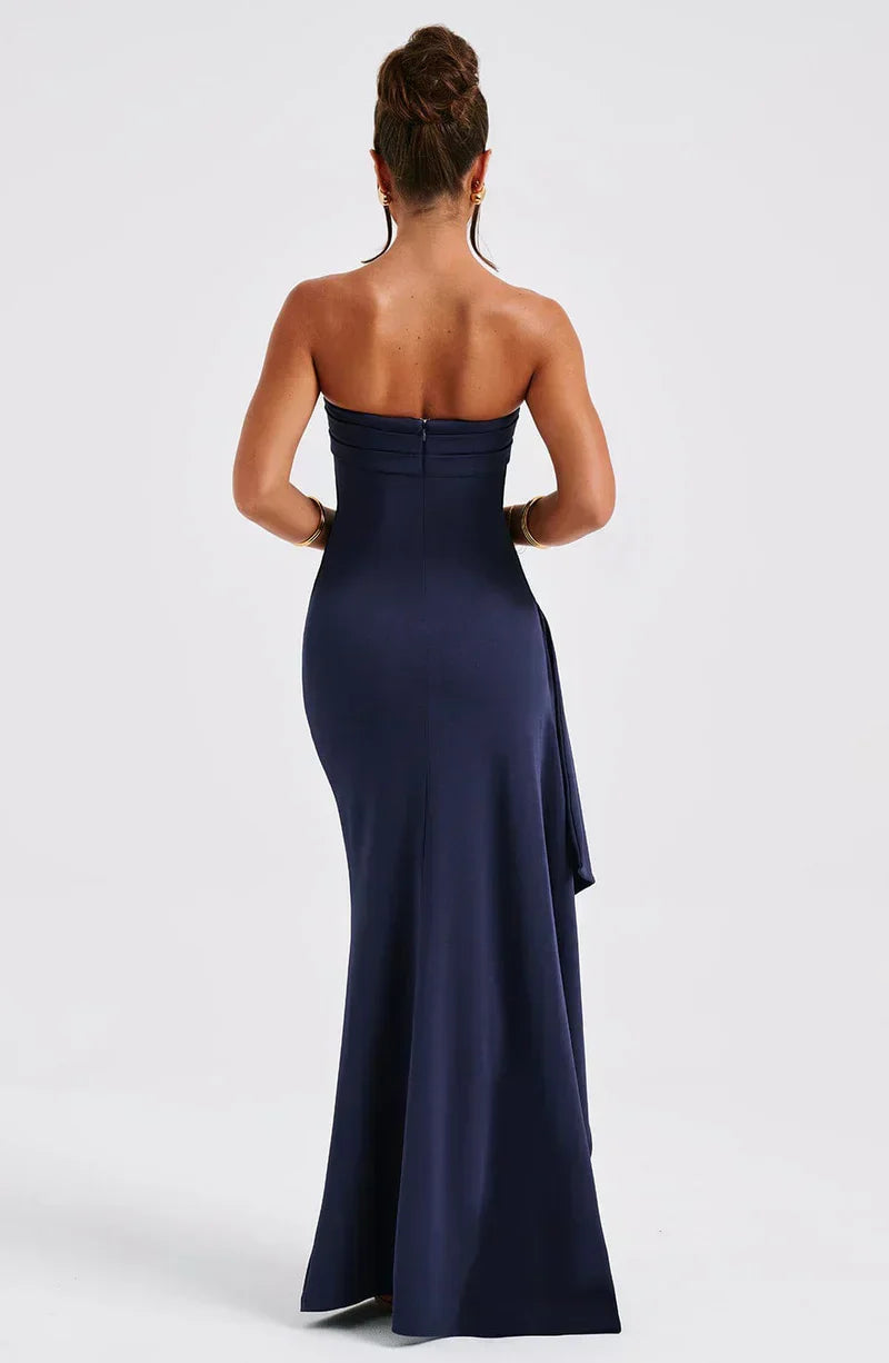 Damen trägerloses Maxikleid mit Seitenschlitz für den Sommer
