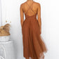 Ärmelloses Damen-Midikleid mit dünnen Trägern für den Sommer