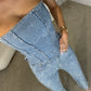 Glitzerndes Damen Hosenset mit High-Waist-Jeans – Liora