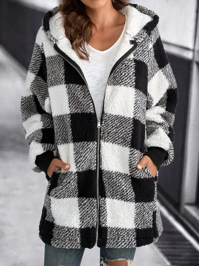 WW | Karo-Hoodie-Jacke Für Frauen