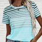Gestreiftes Damen T-Shirt mit Rundhalsausschnitt & Farbverlauf – Melia