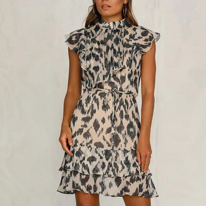 Rüschenkleid Mit Leopardenmuster Für Damen | Mini