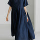 Julie | Damen Einfarbiges Leinenkleid Kleid
