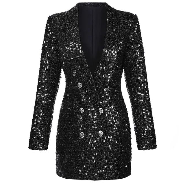 Jumpsuit mit Pailletten-Blazer und doppelreihigen Knöpfen – Stella, Frühling 2025 Edition