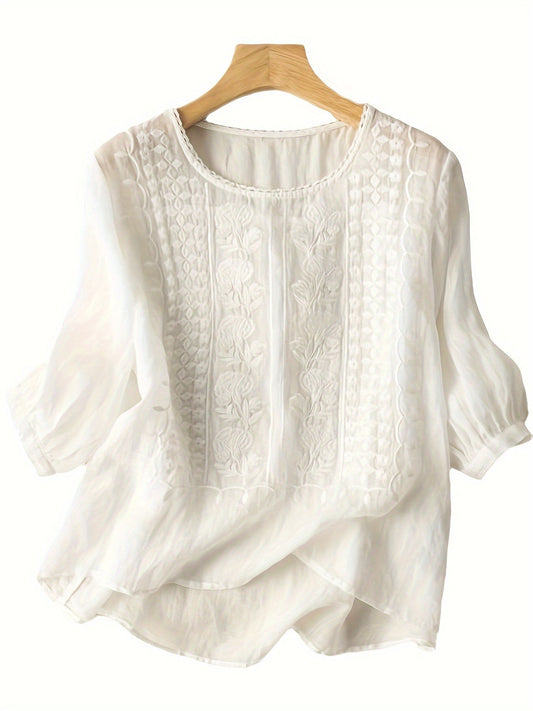 Josie™ - Frauen Bestickte Bluse