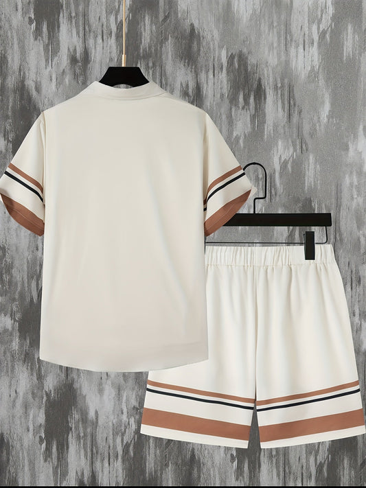 Zweiteiliges Set mit Streifenprint Kurzarmshirt und Shorts - Mateo