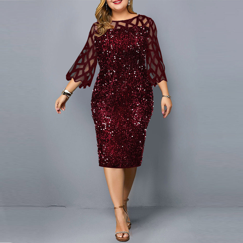 Azucena - Festliches Damenkleid mit Lotusblatthülse und Pailletten