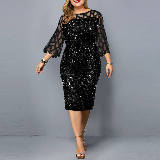 Azucena - Festliches Damenkleid mit Lotusblatthülse und Pailletten