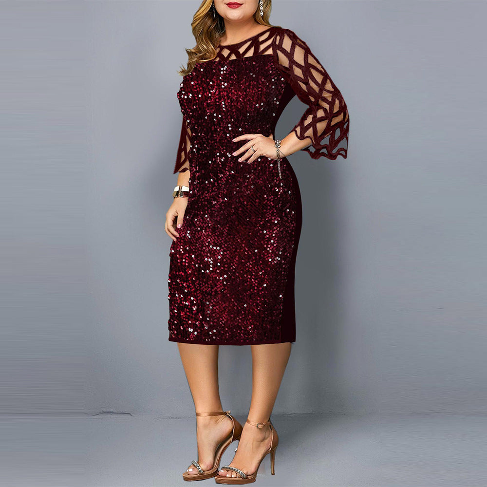 Azucena - Festliches Damenkleid mit Lotusblatthülse und Pailletten