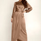Elegantes Wickelkleid Mit Langen Ärmeln Für Damen | Maxi