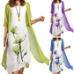 Evangeline - Leichtes Kleid mit Blumendruck und transparentem Kimono