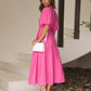 Emilia - kleid mit v-ausschnitt und puffärmeln