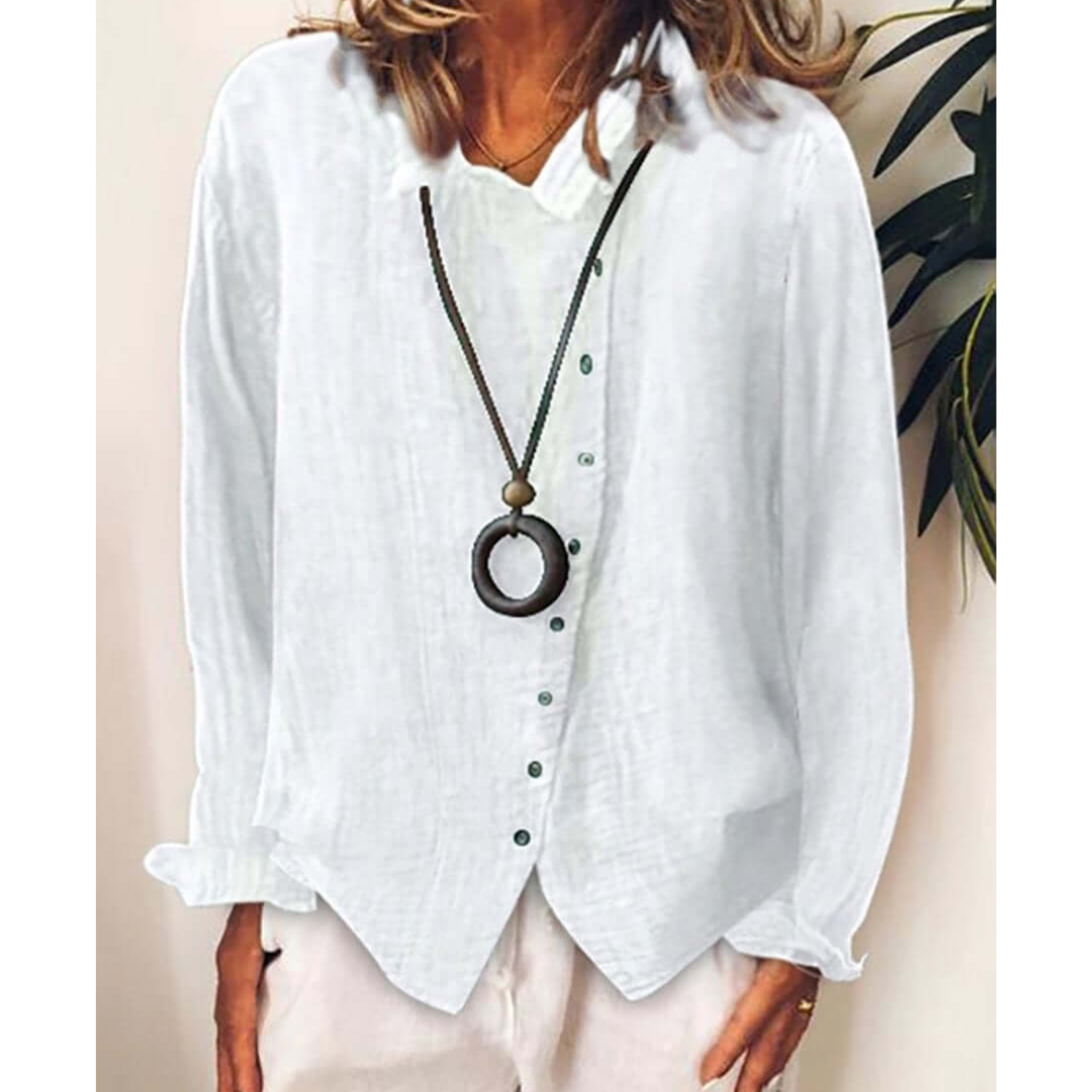 Damen Lässig Locker Geschnittenes Button Down Hemd | Langarm