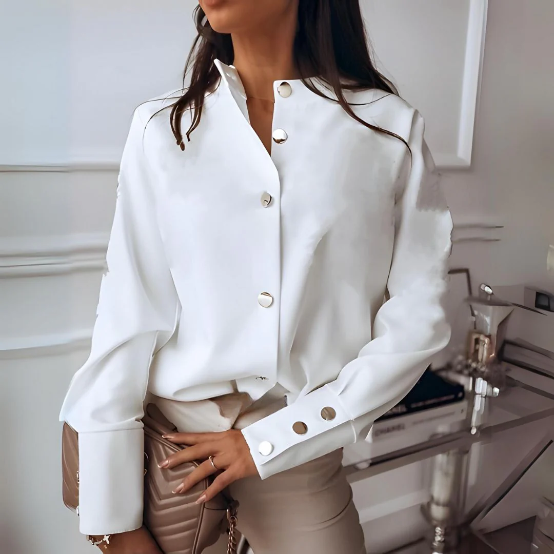Stilvolles Damen Hemd mit Knopfleiste & klassischem Kragen – Norea