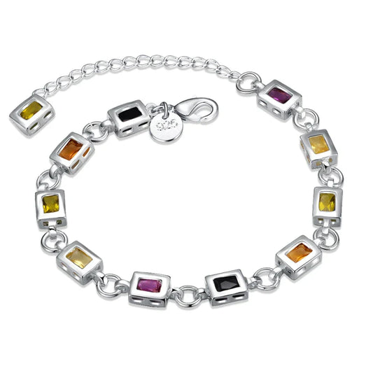Mehrfarbiges Zirkon-Silberarmband