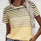 Gestreiftes Damen T-Shirt mit Rundhalsausschnitt & Farbverlauf – Melia