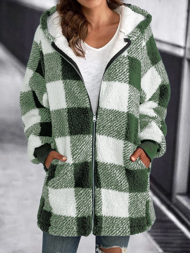 WW | Karo-Hoodie-Jacke Für Frauen