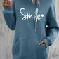 WW | gemütlicher Smile Print Hoodie mit Kordelzug für Frauen
