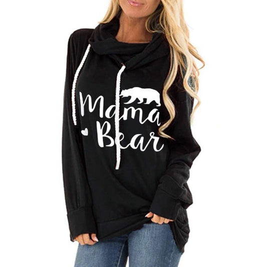 Damen lässiges Kapuzenshirt mit tiefem Ausschnitt und einzigartigem Druck WW