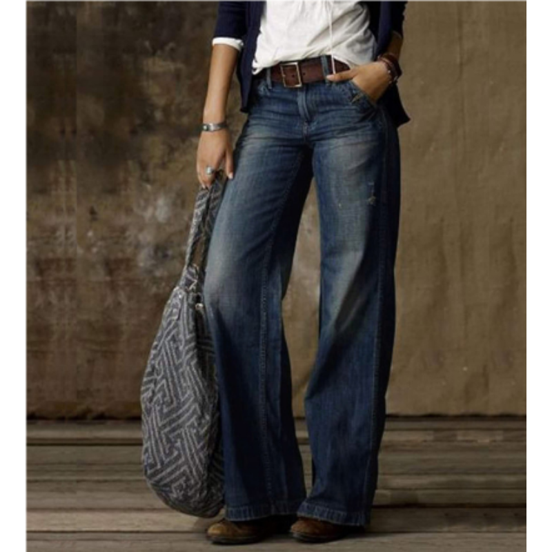 Damen Vintage Hose Mit Hoher Taille | Weites Bein