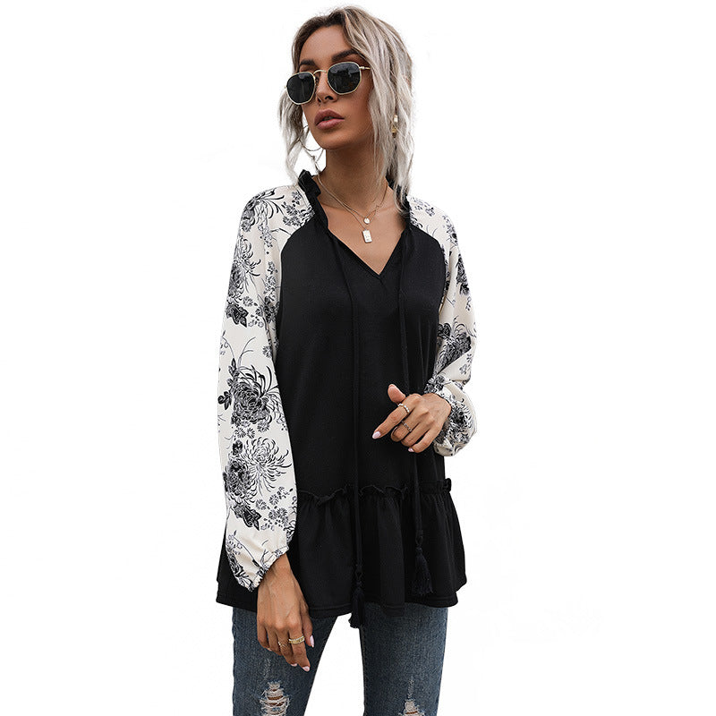Damen Kapuzenpullover mit floralem Design und peplum Schnitt WW