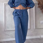 Trendiges Damen Leinen-Zweiteiler Set mit Bluse & weiter Hose – Lina