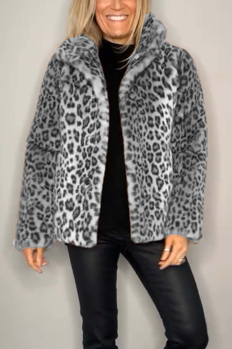 Valentina - Klassischer Damen Wintermantel Mit Leopardenmuster