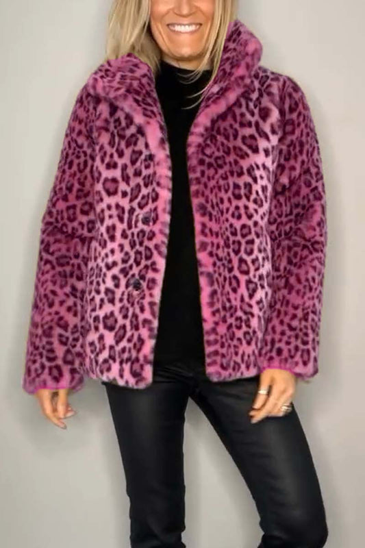 Valentina - Klassischer Damen Wintermantel Mit Leopardenmuster
