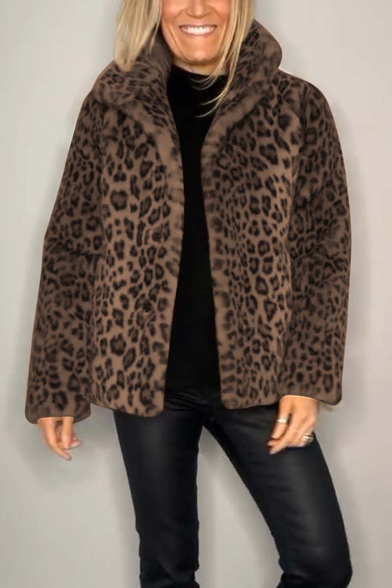 Valentina - Klassischer Damen Wintermantel Mit Leopardenmuster
