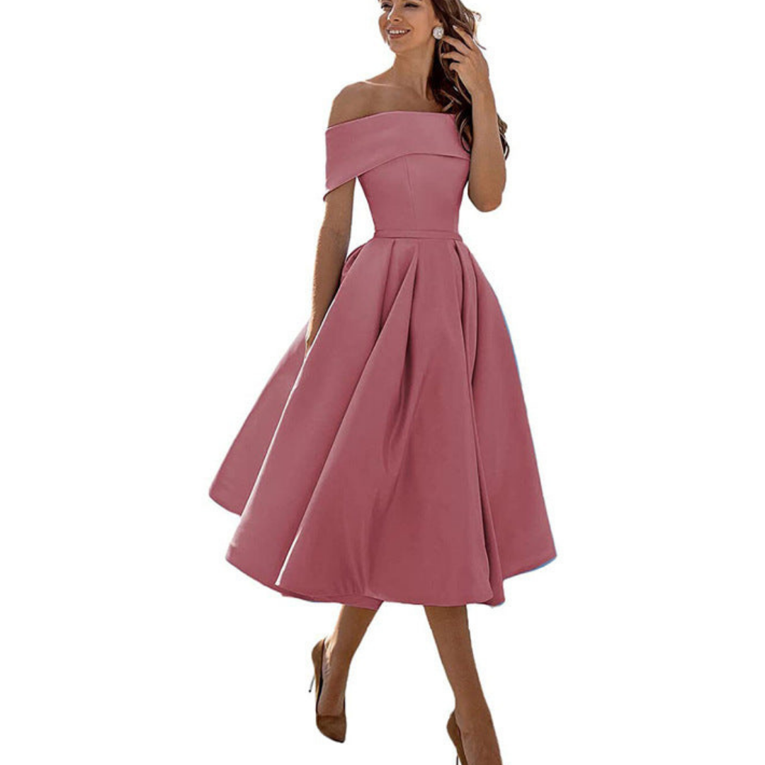 Damen Zeitloses Off-Shoulder Kleid | Midi