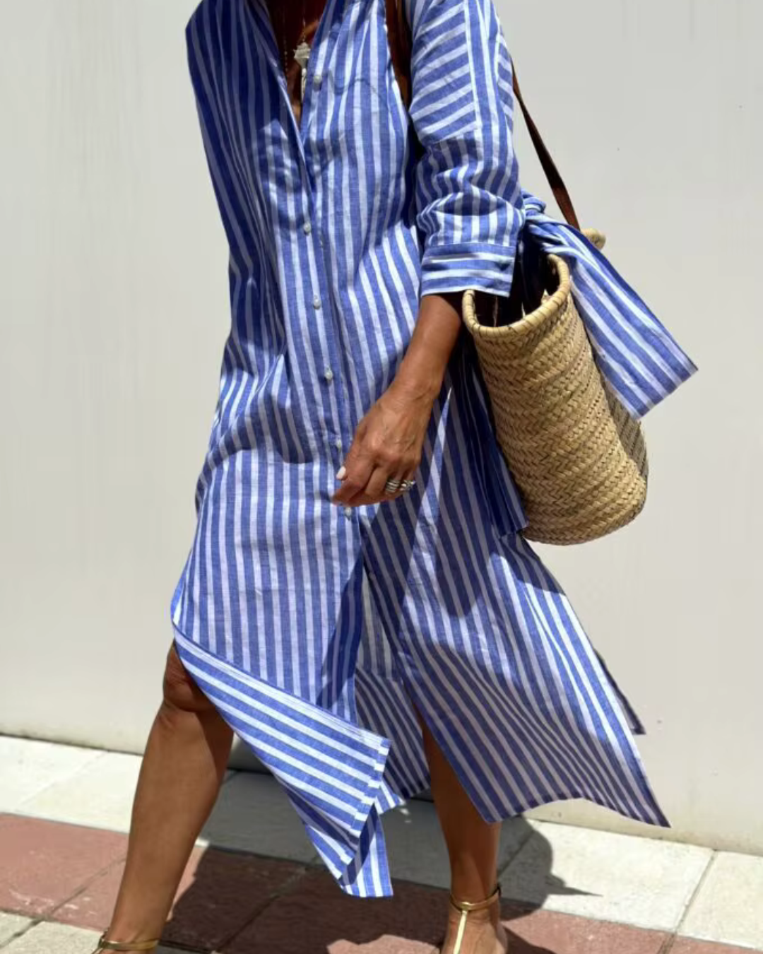 Solveig - Damen Hemdblusenkleid gestreift