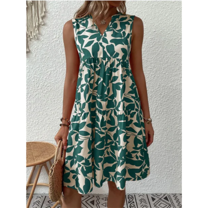 Sommerkleid Mit Blätter Print Für Damen | Mini