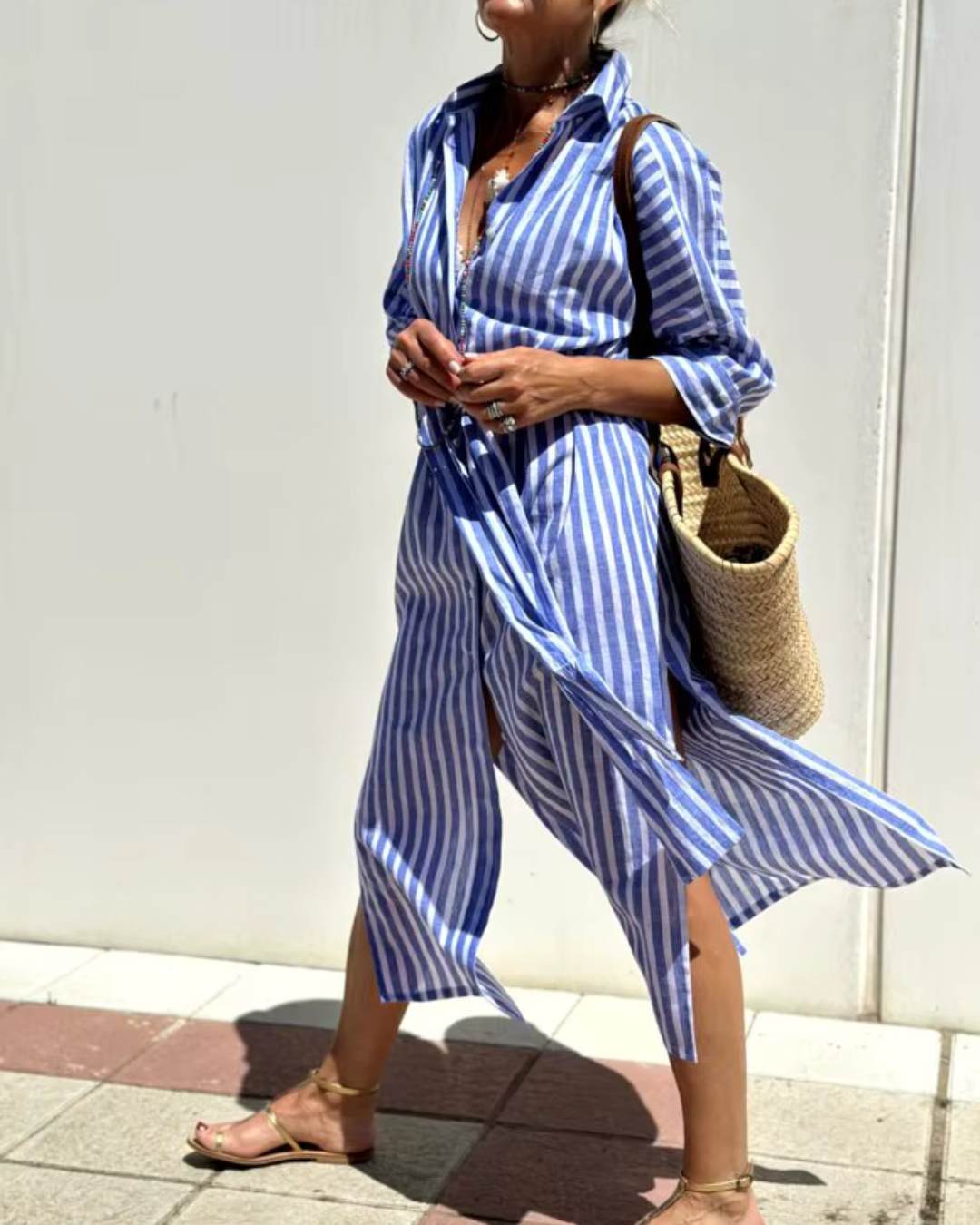 Solveig - Damen Hemdblusenkleid gestreift