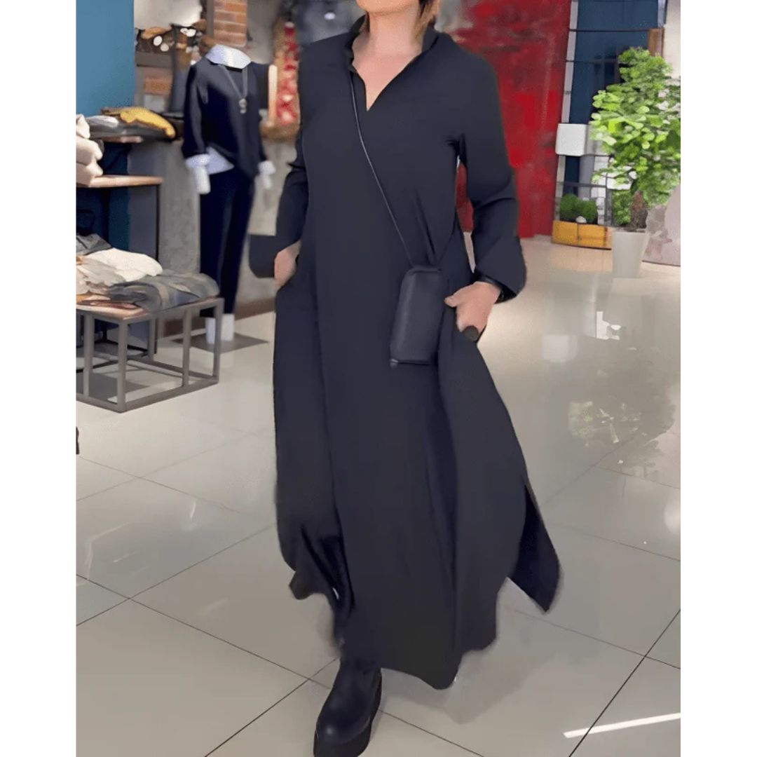 Damen Elegantes Locker Geschnittenes Hemd Kleid | Maxi