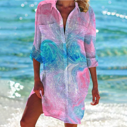 Mehrfarbiges Sommer Strandhemd Für Damen | Mini