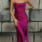 Emeraude - Elegantes Satin-Kleid mit gerolltem Ausschnitt