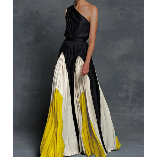 Asymmetrisches Plisseekleid Mit Einer Schulter Für Damen | Maxi