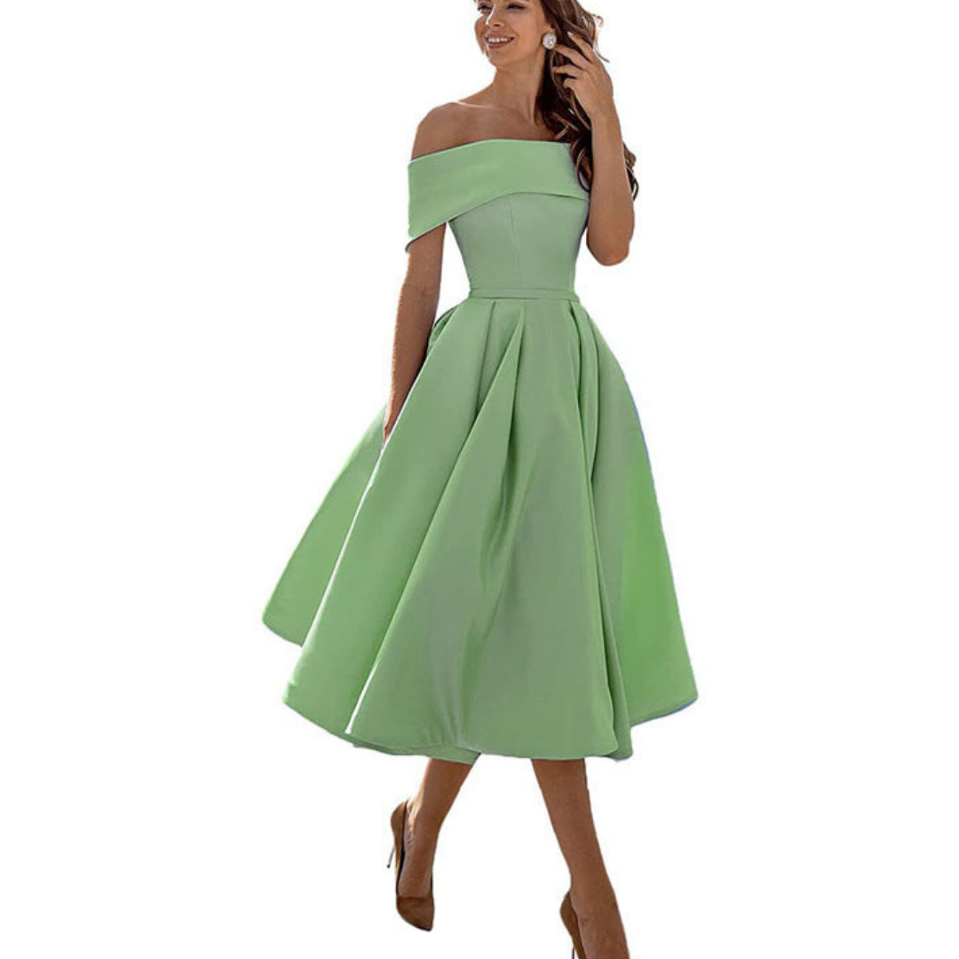 Damen Zeitloses Off-Shoulder Kleid | Midi