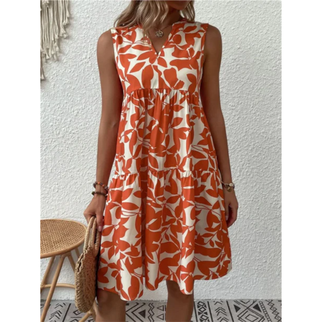 Sommerkleid Mit Blätter Print Für Damen | Mini