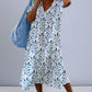Damenkleid Mit Blattmuster Und V Ausschnitt | Midi